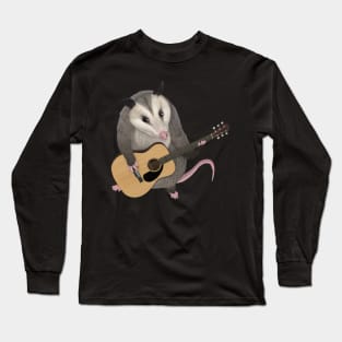 Opossum playing the acoustic guitar - possum Long Sleeve T-Shirt